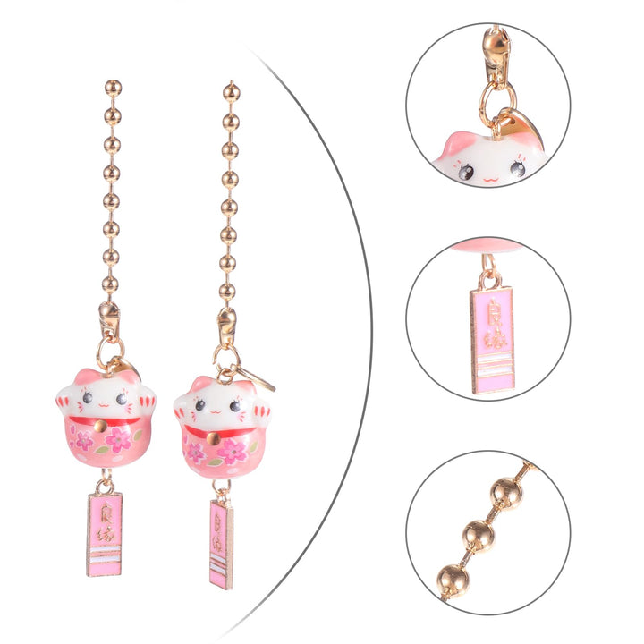 Lucky Cat Car Charm Ceramic Japanese Maneki Cat Car Rear View Mirror Decorative Pendant Hanging Ornaments Auto Interior Accessories for Men and Women