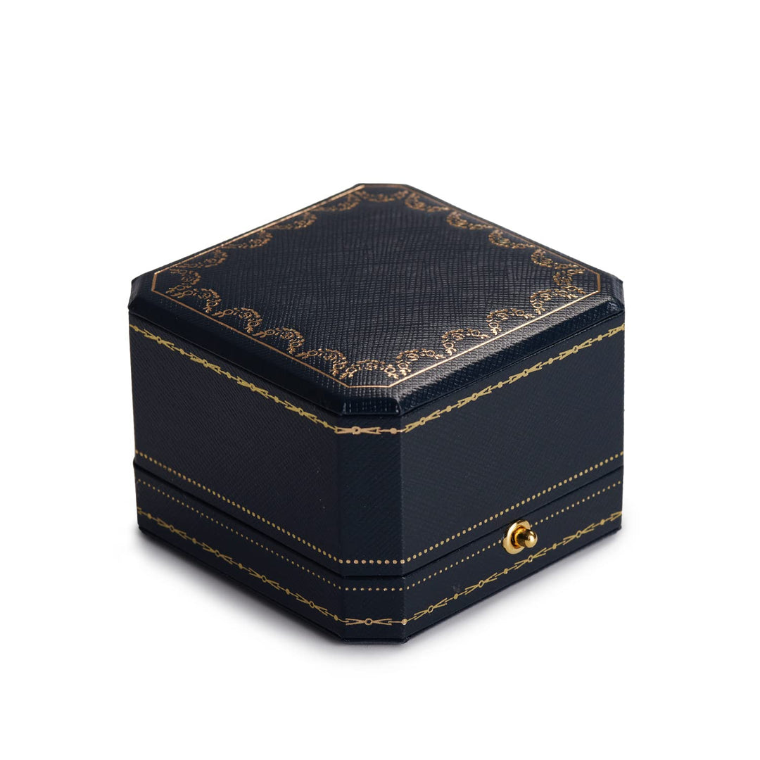 Royal Blue Double Ring Box (Jewelry Storage, 2.95x2.95x1.96 inches, Leather, Square, 1 Compartment, 1 Drawer, 0.2 pounds) for Wedding, Anniversary, Engagement, Valentine&#39;s Day