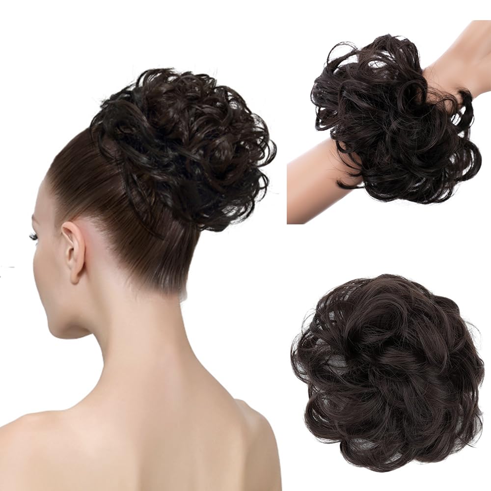 PRETTYSHOP Scrunchy Scrunchie Bun Updo Hairpiece Hair Ribbon Ponytail Extensions Curly Diverse Colors brown 8B AD