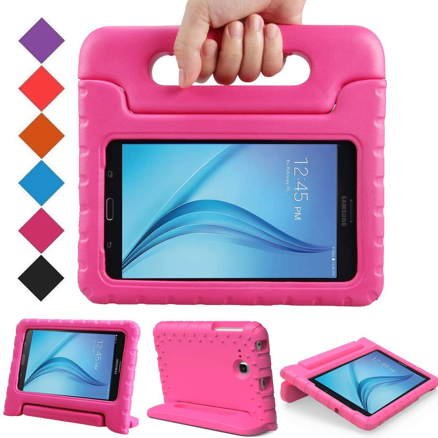 Kids Case for Samsung Galaxy Tab E Lite 7.0 Inch - ShockProof Case Light Weight Kids Case Super Protection Cover Handle Stand Case for Children for Samsung Galaxy Tab E Lite 7 Inch Tablet - Rose