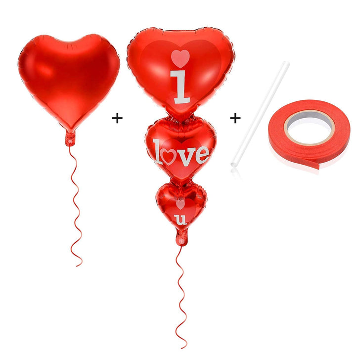 20 + 2 I Love You Balloons - Helium Supported - Love Balloons - Valentines Day Decorations and Gift Idea for Him or Her, Wedding Birthday Decorations | Valentine Balloons,Ribbon &amp; Straw Included