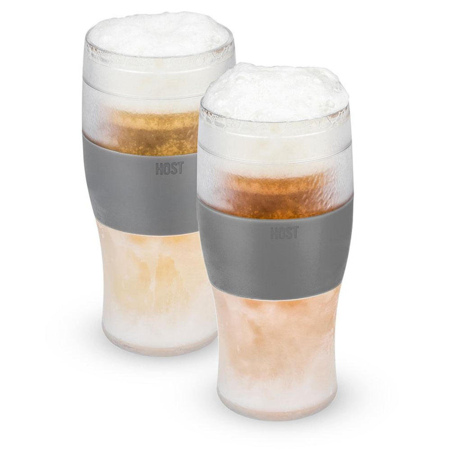 Freeze, Frozen Mugs, Freezable Pint Set, Beer Keep Your Drinks Cold, Double Walled Insulated Glasses, Tumbler for Iced Coffee, 16oz, Set of 2, Gray