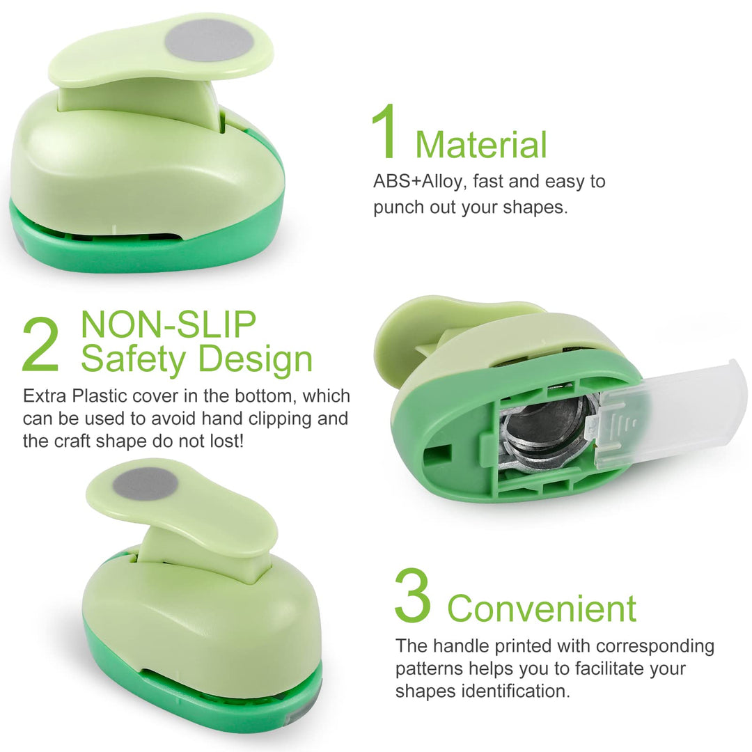 6PCS Star Hole Punch &amp; Circle Hole Punch, 3/8&#39;&#39; 5/8&#39;&#39; 1&#39;&#39; Craft Hole Punch Shapes, Paper Punches for Crafting, 1 Inch Hole Punch, Star Circle Punches, Circle Punch for Paper Crafts Scrapbooking