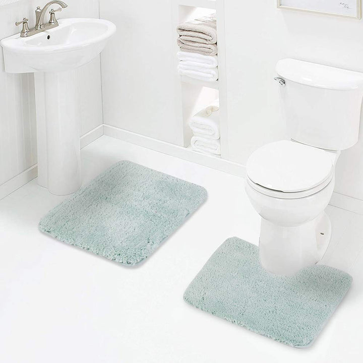 Shaggy 2 Piece Bath Rug Sets (Taupe Grey) 20 x 24 U Shape Contour Rug &amp; 20 x 32 Bathroom Rug Machine Wash/Dry Bath Mats for Bathroom Plush Absorbent Bathroom Rugs and Mats Set Non Slip