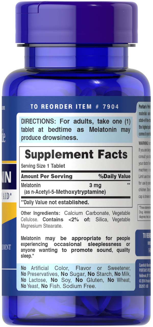 Puritans Pride Melatonin 3 mg Tablets, 240 Count