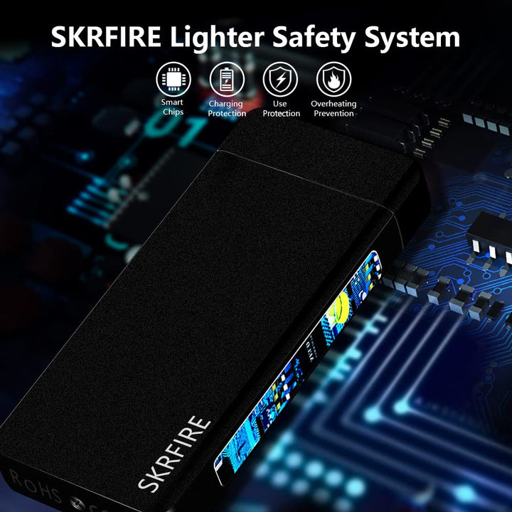 Electric Lighter Windproof, Flame Electric Lighter Plasma-Flame Arc Lighter Rechargeable USB Lighter Flame Lighter with Battery Indicator (Black)