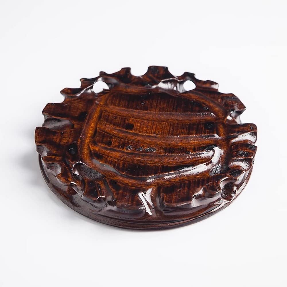 Wooden Rosewood Carved Base Chinese Vase Buddha Statue Stone Plant Display Stand Large Round Craft Collection Pedestal