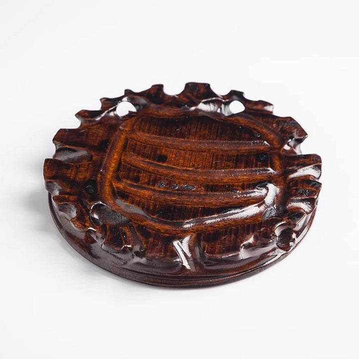 GOLDY&amp;WENDY Wooden Rosewood Carved Base Chinese Vase Buddha Statue Stone Plant Display Stand Large Round Craft Collection Pedestal