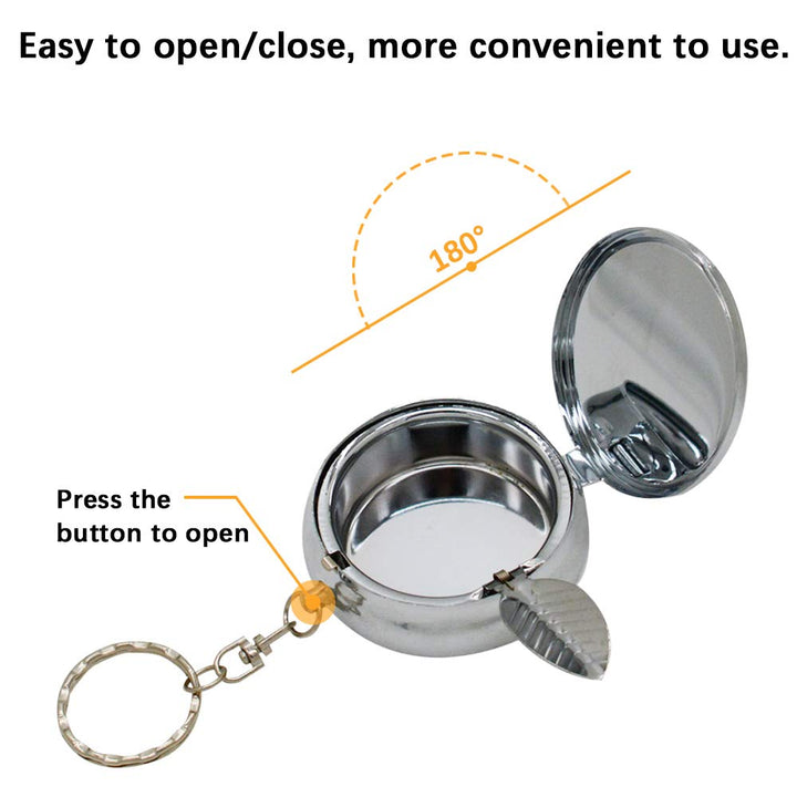 6Packs Portable Pocket Ashtray, Stainless Steel Circular Ashtray, Key Chain with Cigarette Snuffer, Modern Ash Holder for Outdoor Use