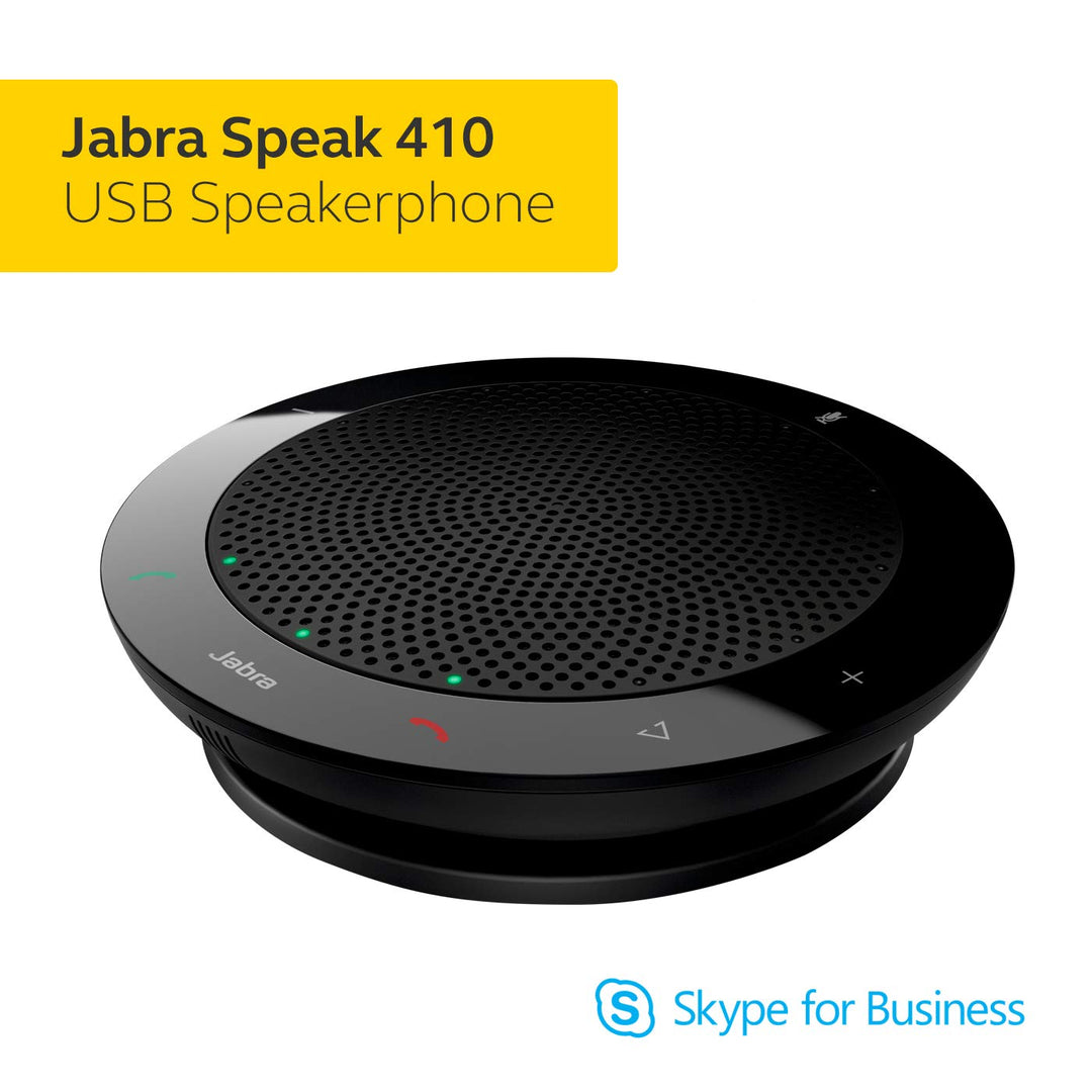 Jabra Speak 410 Corded Speakerphone for Softphones, MS-Optimized – Easy Setup, Portable USB Speaker for Holding Meetings Anywhere with Outstanding Sound Quality