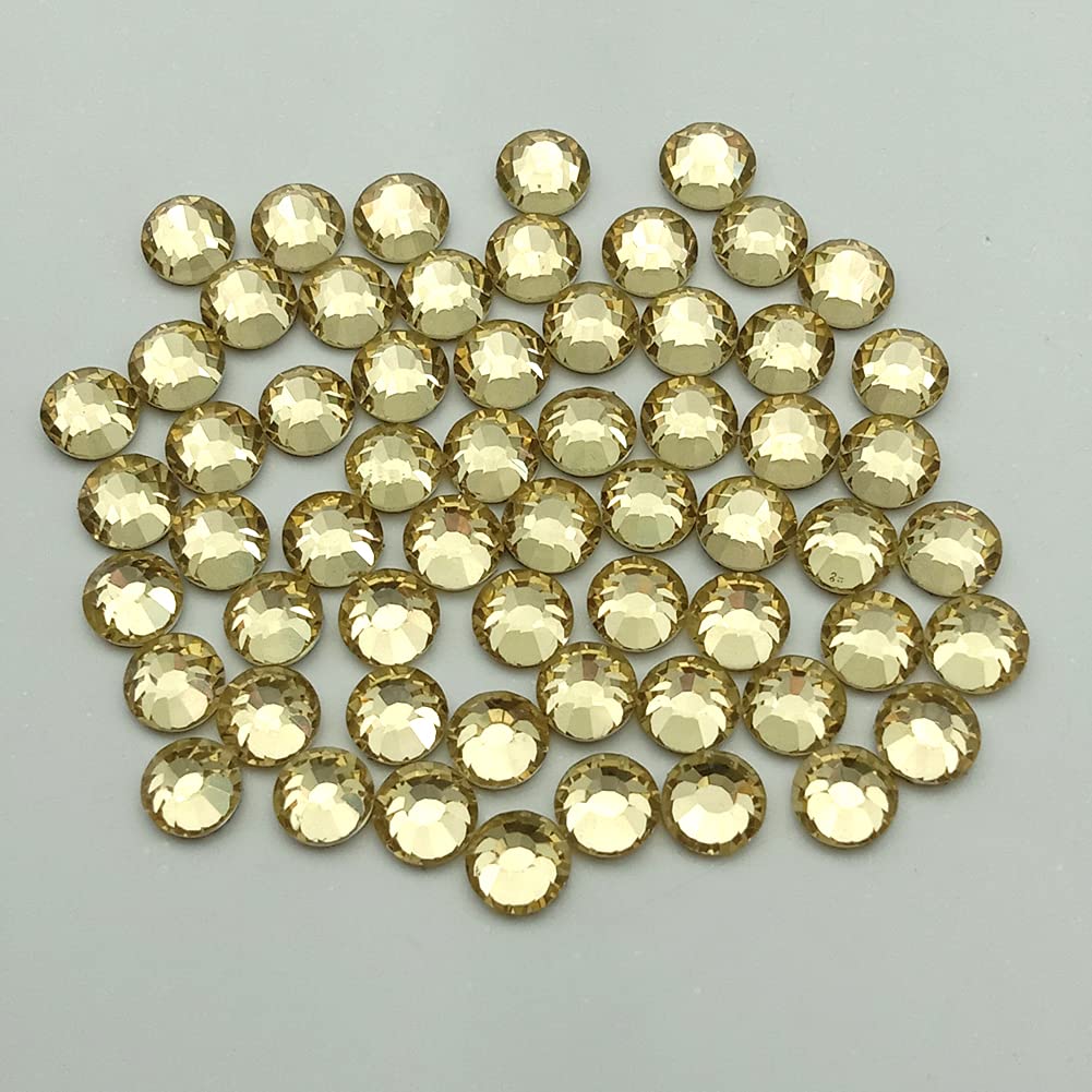 Glass Crystal Flatback Rhinestones for Nail Art and Craft, Round Stone Gems Sparkly Diamond (SS16 1440pcs, Jonquil)