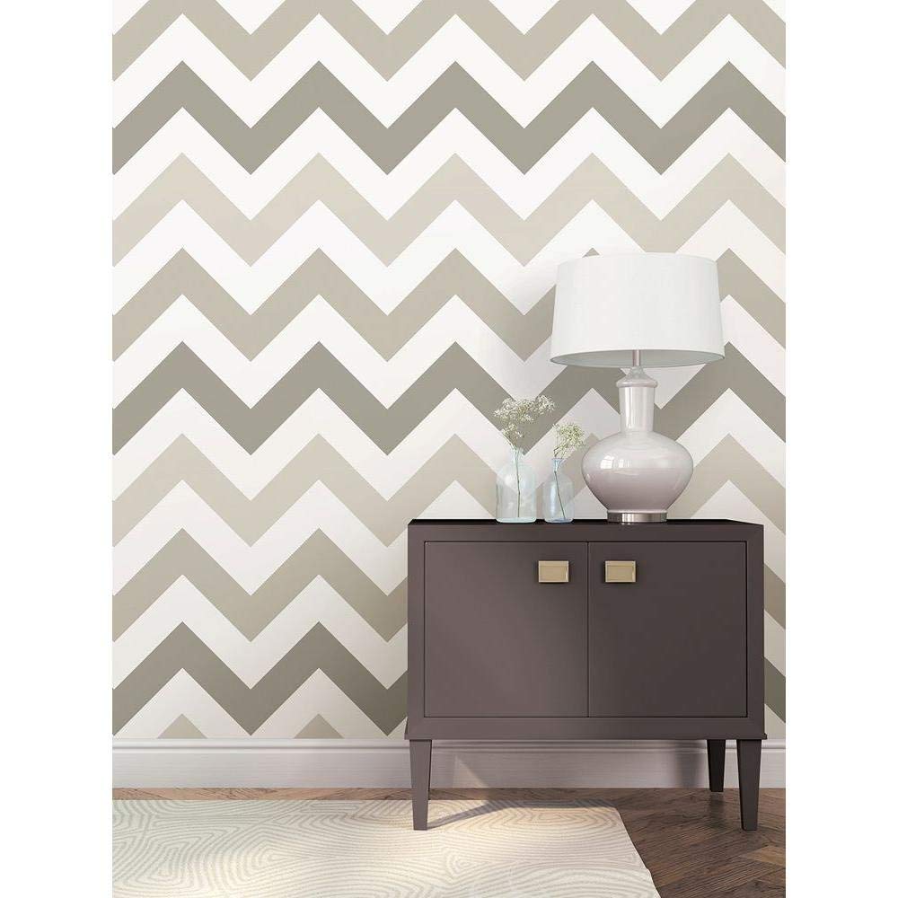 Wall Pops NU1416 Taupe Zig Zag Peel and Stick Peel &amp; Stick Wallpaper