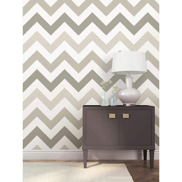 Wall Pops NU1416 Taupe Zig Zag Peel and Stick Peel &amp; Stick Wallpaper