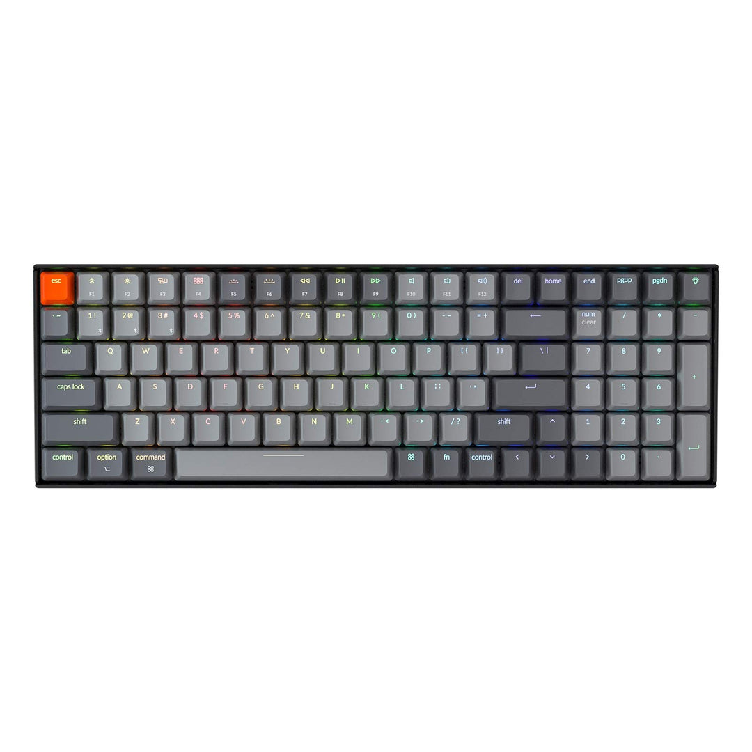 K4 96% Layout 100 Keys Wireless Bluetooth 5.1/Wired USB Mechanical Gaming Keyboard with Gateron G Pro Red Switch RGB Backlight N-Key Rollover for Mac Windows PC-Version 2