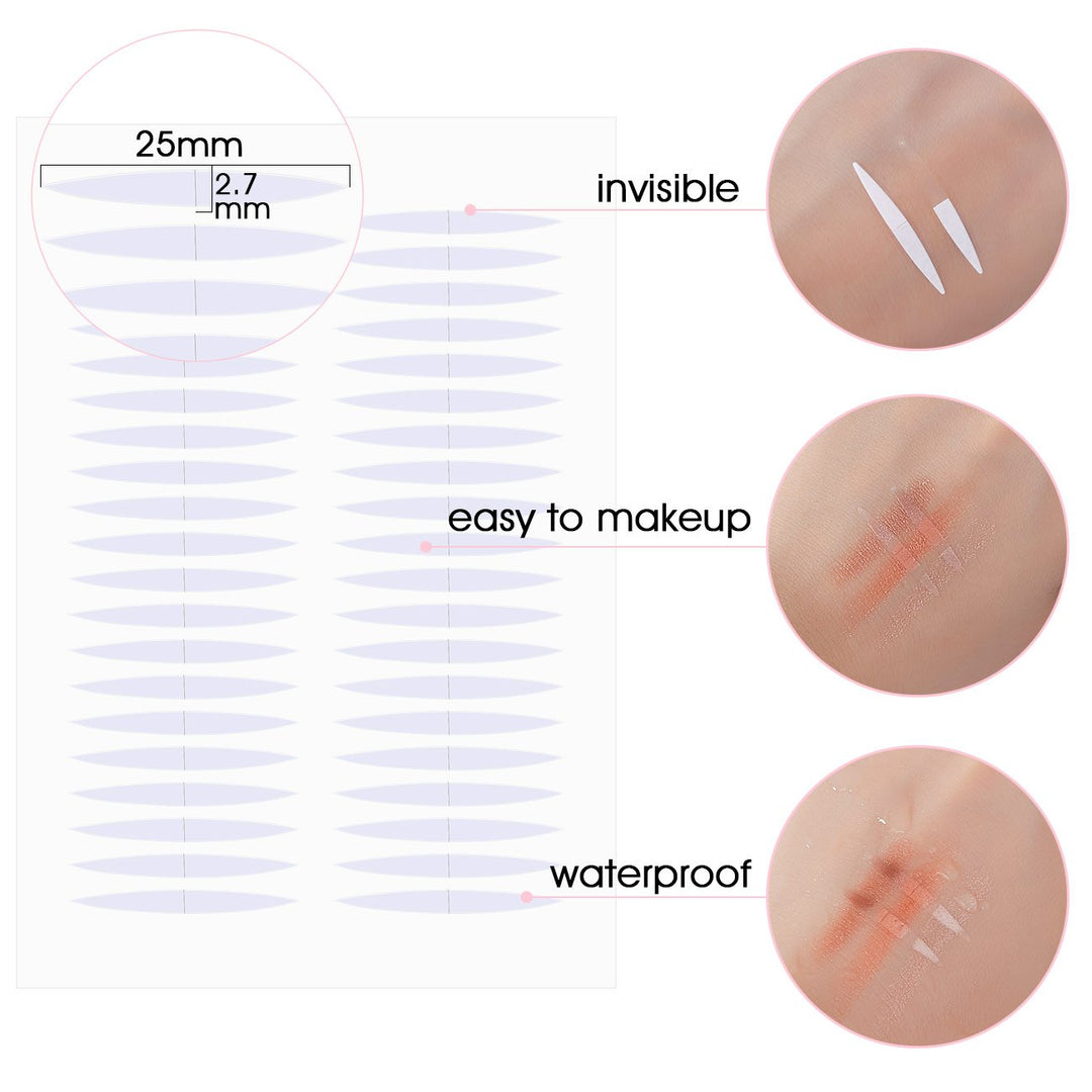 Pormasbenzer Both Sides Sticky Ultra Instant Lift Without Surgery Hooded, Droopy, Uneven, Mono-Eyelids Invisible Fiber Double Side Tapes Stickers (Medium) -240Pcs
