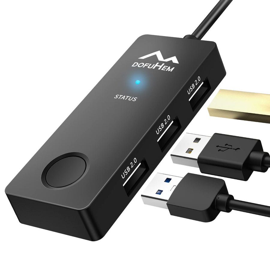 with USB Hub Mouse Jiggler with 3 USB Ports, Hub Mouse Mover, Undetectable USB Mouse Jiggler with ON/Off Switch, Random Move Mouse, Driver-Free, Plug and Play, Includ Type-C Adapter, Black