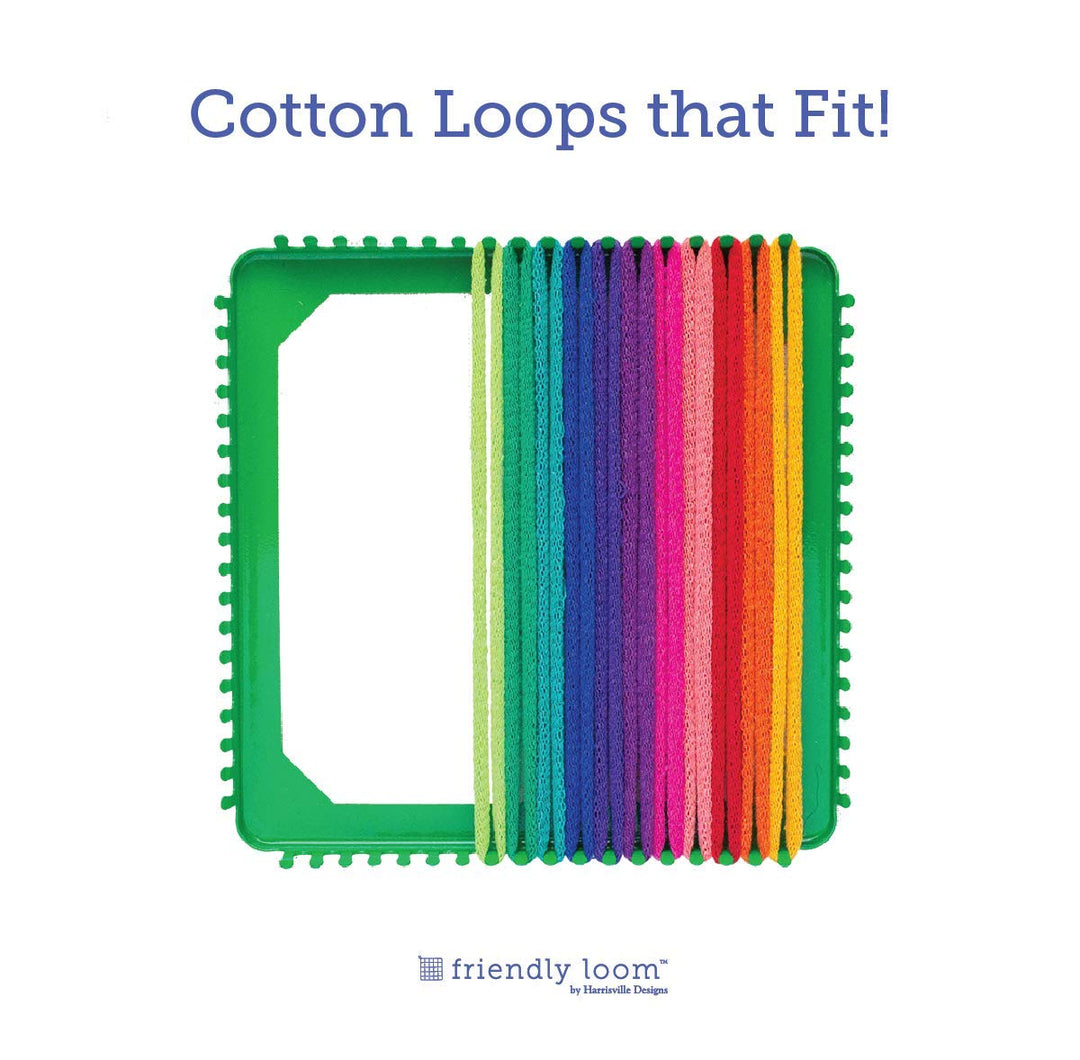 Friendly Loom 7 Potholder Kit Green Metal Loom and Bright Rainbow Color Cotton Loops, Makes 2 Potholders, MADE IN THE USA .