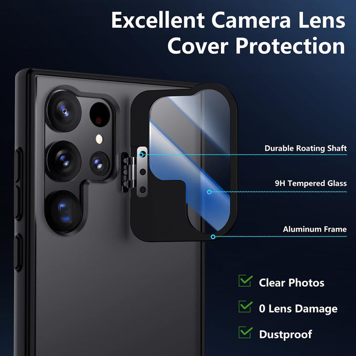 for Samsung Galaxy S24 Ultra Case, [with Camera Lens Protector] [Military Armor-Level Shockproof] Metal Silicone Multiple Protection Anti-Impact Anti-Fall Phone Case Gray