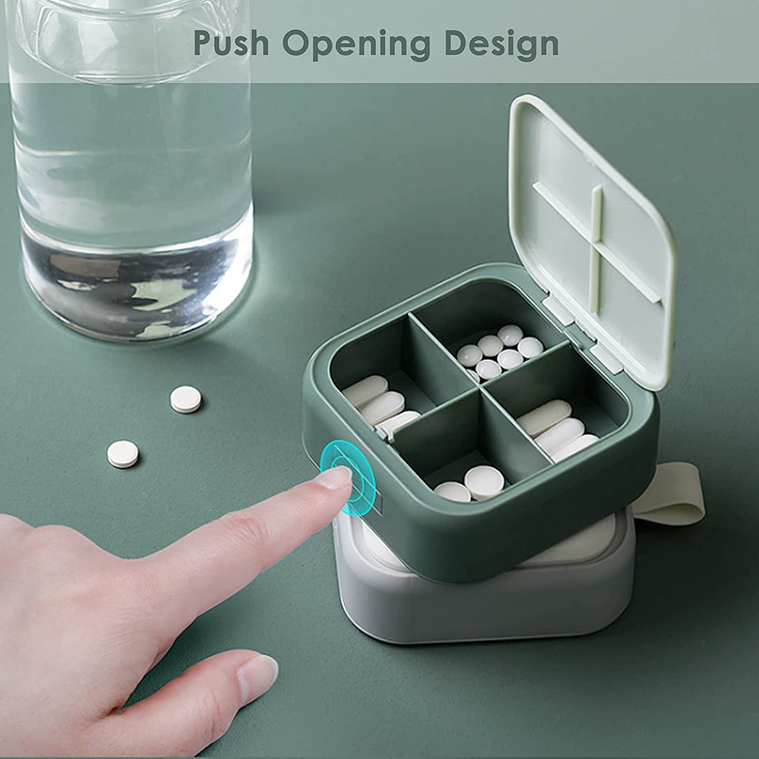 Mini Pill Case, Small Pill Box for Purse - Acedada Travel Daily Mini Pill Holder for Travel Pocket, Metal Round Vitamin Container 3 Compartments for Medicine, Supplement, Vitamin, Fish Oils - Flower