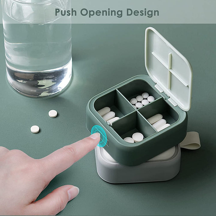 Mini Pill Case, Small Pill Box for Purse - Acedada Travel Daily Mini Pill Holder for Travel Pocket, Metal Round Vitamin Container 3 Compartments for Medicine, Supplement, Vitamin, Fish Oils - Flower
