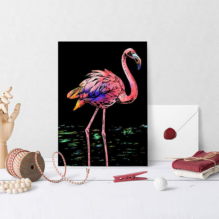 Scratch Art Rainbow Painting Paper, Craft Art Set: 4 Sheets (A4) with 4 Tools, DIY Scratchboard Crafts Womens Hobbies, Engraving Arts for Adults Scratch Painting Christmas Birthday Party Gift