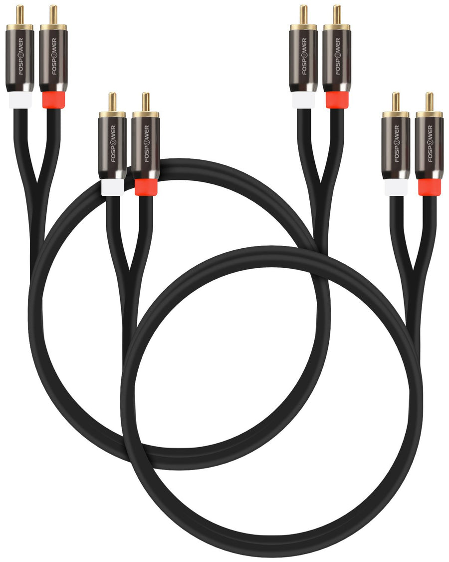 FosPower (2 Pack) 2 RCA M/M Stereo Audio Cable [24K Gol