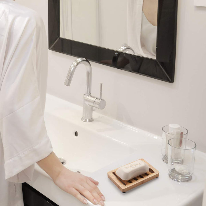 Soap Holder, Bamboo Soap Dish, Wooden Soap Holder Soap Dish, 2 Pack Bamboo Soap Holder, Soap Dishes for Bar Soap, Wooden Soap Tray, Kitchen Soap Tray Self Draining (Wooden Color)