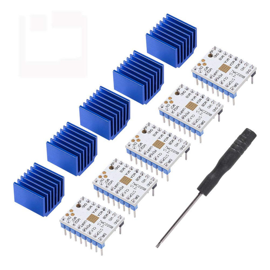 5Pcs TMC2208 3D Printer Stepper Motor Driver, TMC2208 V1.2 Stepper Driver Module with Heat Sink Screwdriver for 3D Printer Controller Mother Boards Reprap Ramps1.4 MKS Prusa i3 Ender-3 Pro