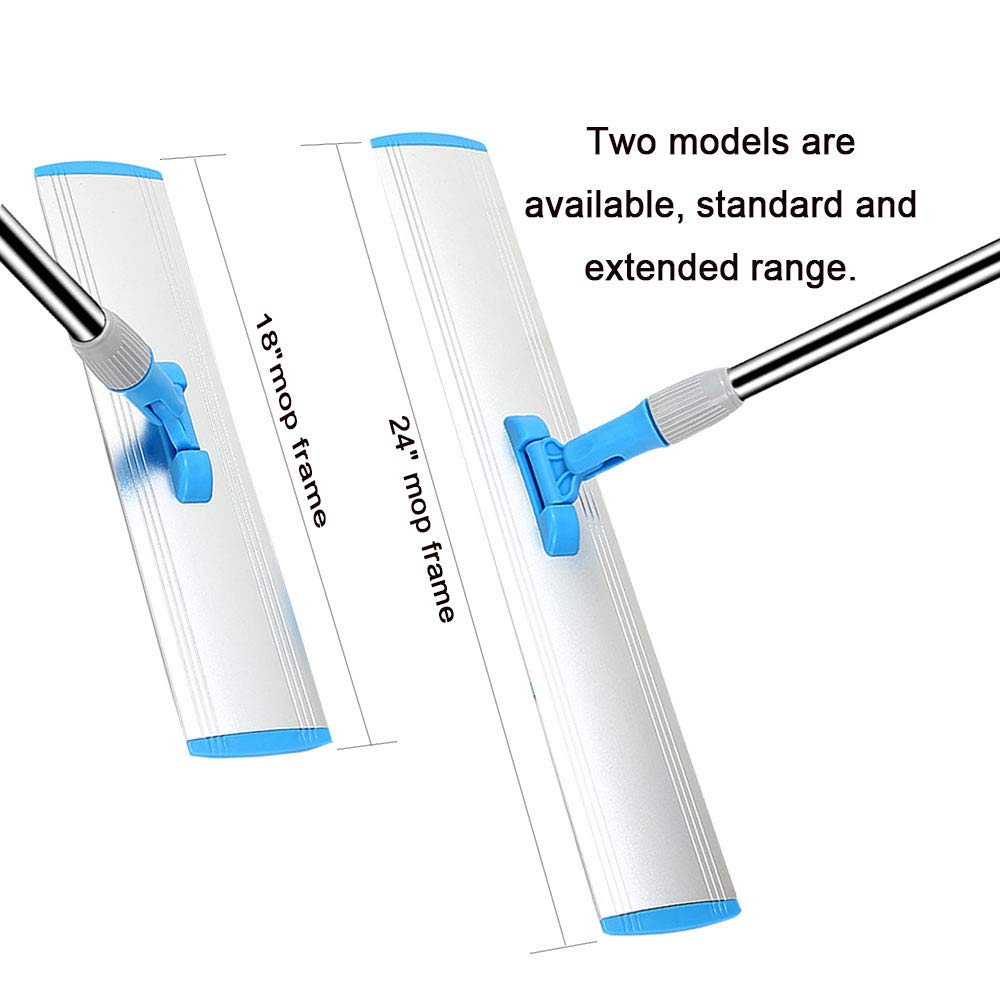 Microfiber Wet Mops 24 in Heavy Duty Flat Floor Aluminum Mop with Adjustable Handle with 4 Mop Clothes