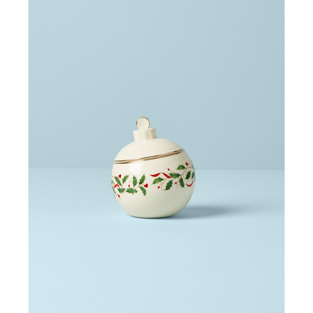 Lenox Holiday Ornament Candy Jar, 1.30 LB, Red &amp