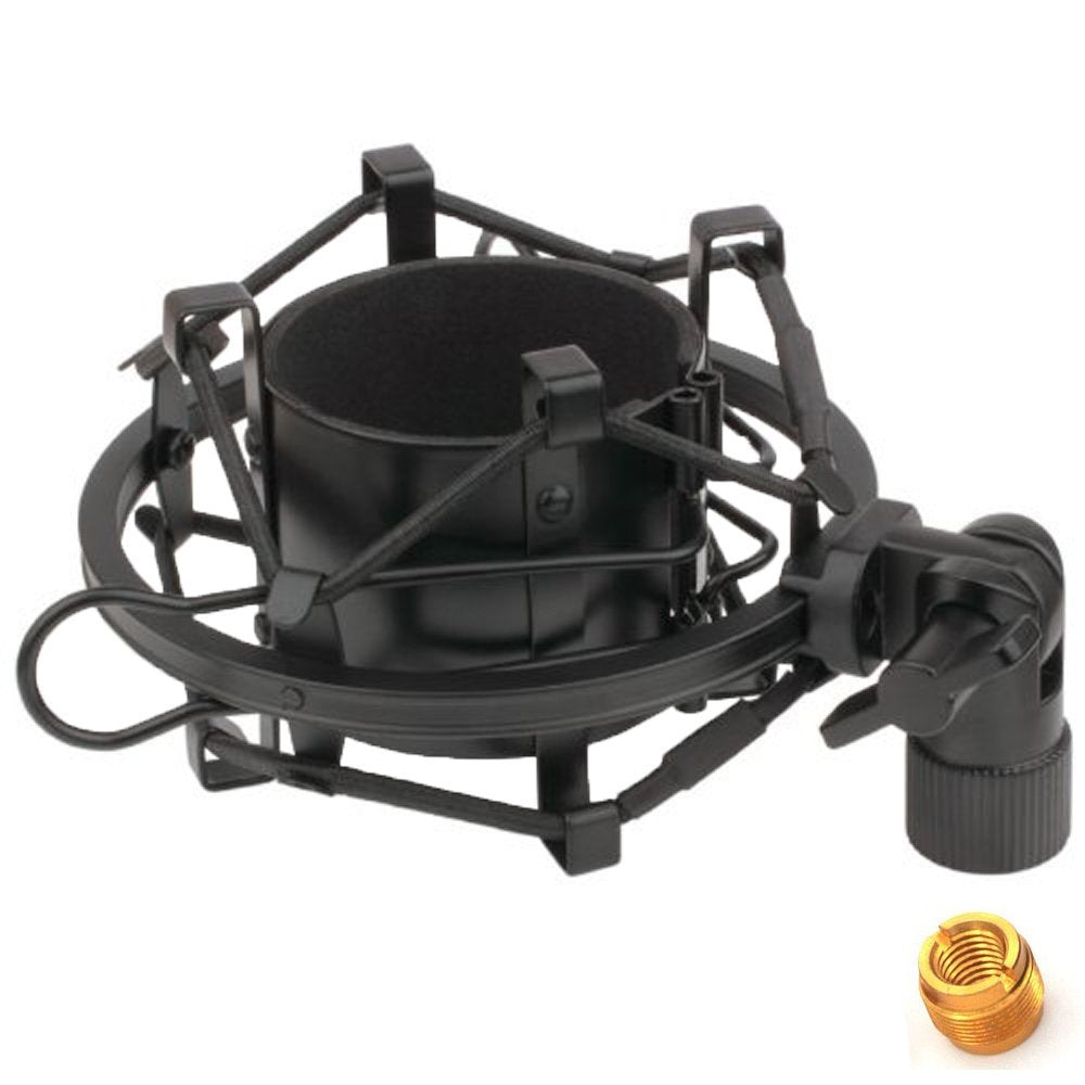 TH106 Black Spider Universal Microphone Shock Mount Holder Adapter Clamp Clip 48-51MM Large Diameter Studio Condenser Mic Anti-Vibration Mic Holder for AT2020 AT2500