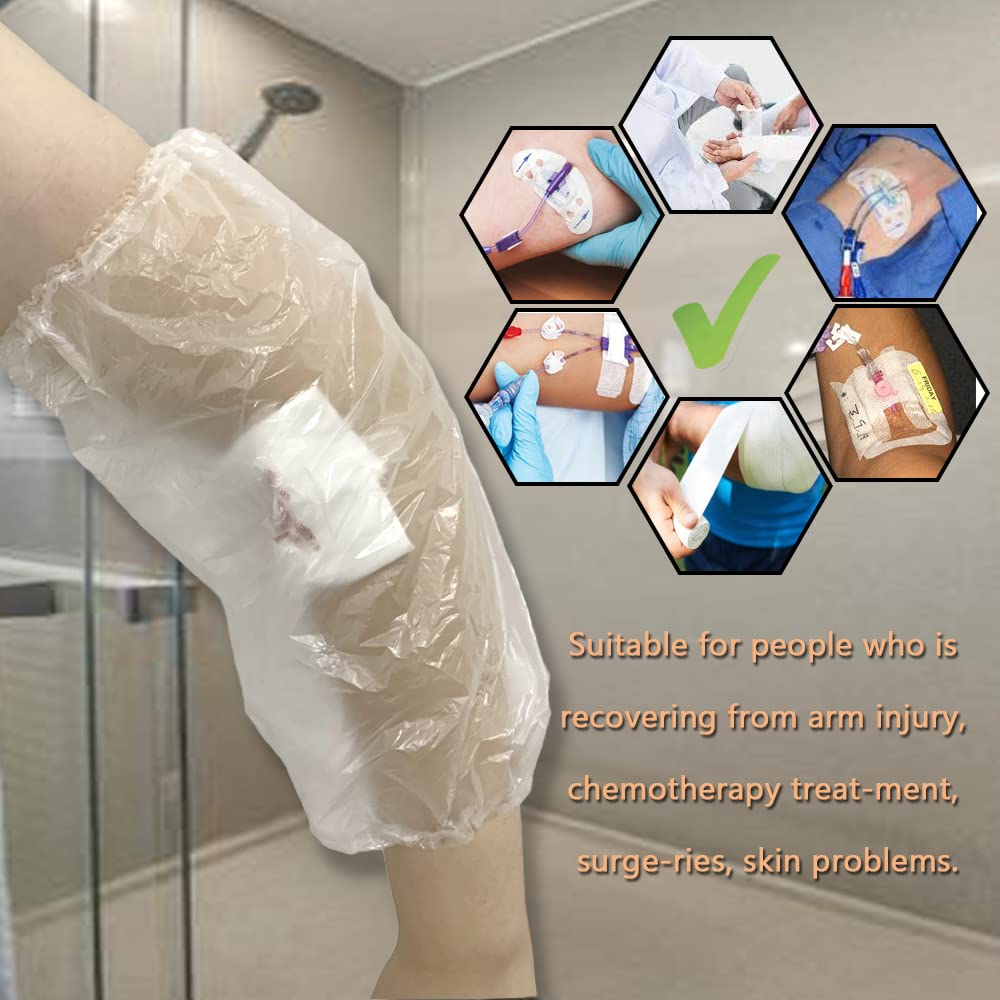 PICC Line Shower Cast Cover, Disposable Waterproof Elbow Bandage Wound Protect Sleeve, 20 Pcs, Fits Circumference: 17 - 22, 12 Long