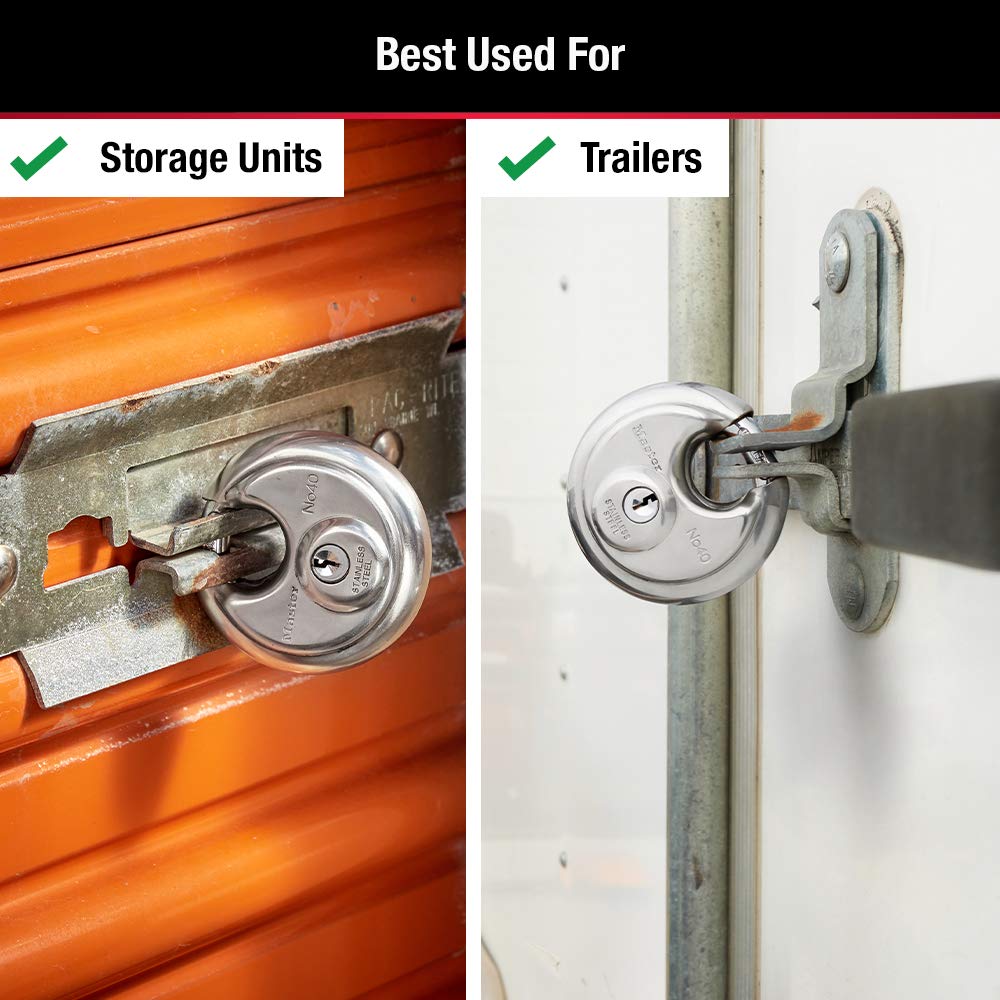 40D Stainless Steel Discus Padlock with Key,Silver