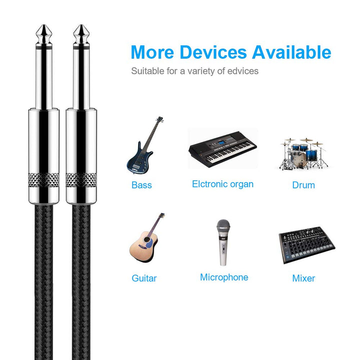 Guitar Cable 10 ft Electric Instrument Cable Bass AMP Cord 1/4 Straight to Straight for Electric, Bass Guitar, Electric Mandolin, Pro Audio, Black