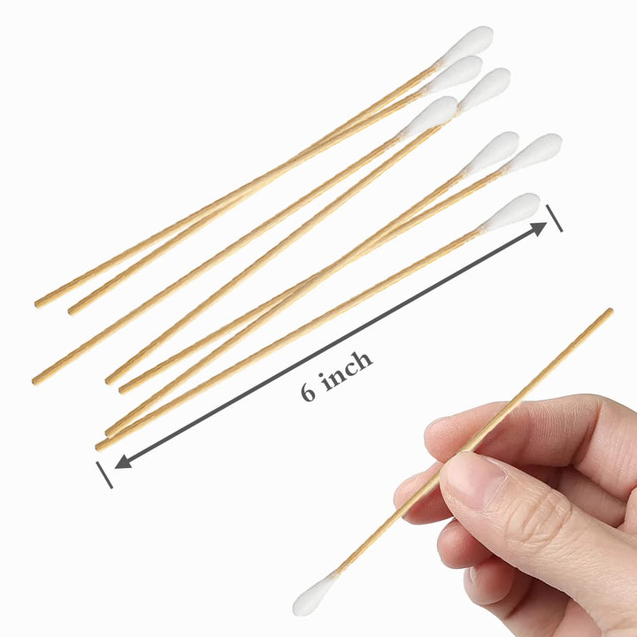 6&#39; Long Cotton Swabs 200PCS - Cotton Swabs Long Wooden Sticks - Long handle Swabs for Gun Cleaning, Ear Cleaning, Pets Care, Makeup