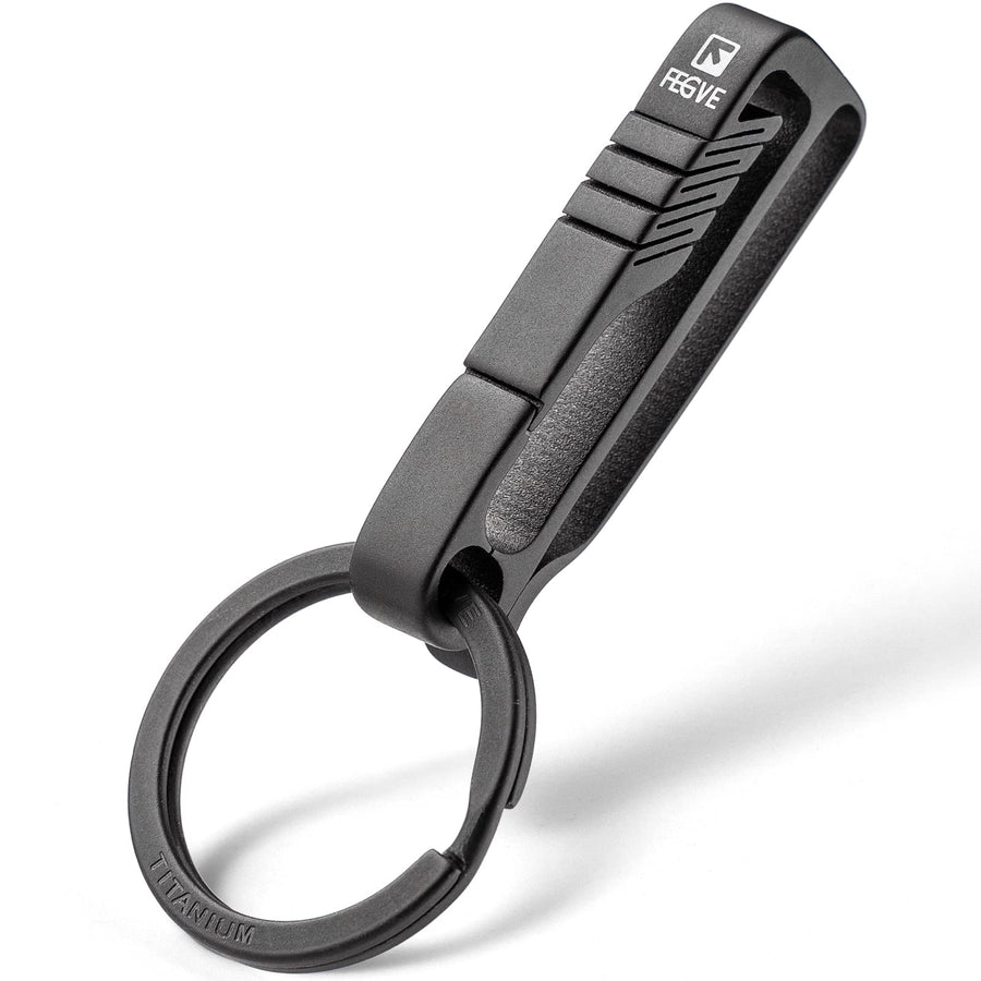Titanium Key Belt Clip with Key Ring, Belt Key Holder Key Chain Clip Black Keychain for men (Black)
