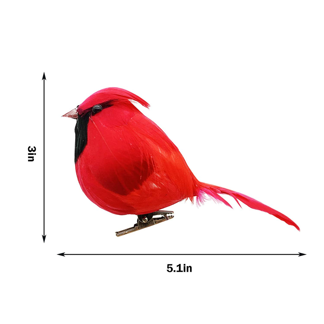 8 PCS Artificial Red Cardinal Birds with Clip-5.5 x 3 Inch Christmas Big Belly Cardinal Birds Clip for Christmas Tree Ornament Decorations, Arts and Crafts