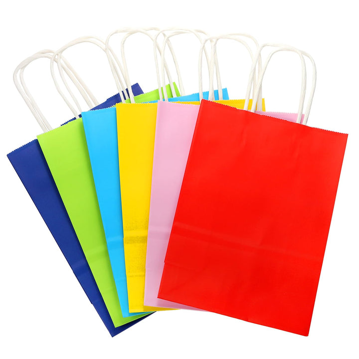 60 Pieces Paper Gift Bags, 8.66x6.3x3.15 Inch Small Kraft Paper Party Favor Bags with Handle Bulk for Kids Birthday, Wedding, Crafts, Party (6 Colors)