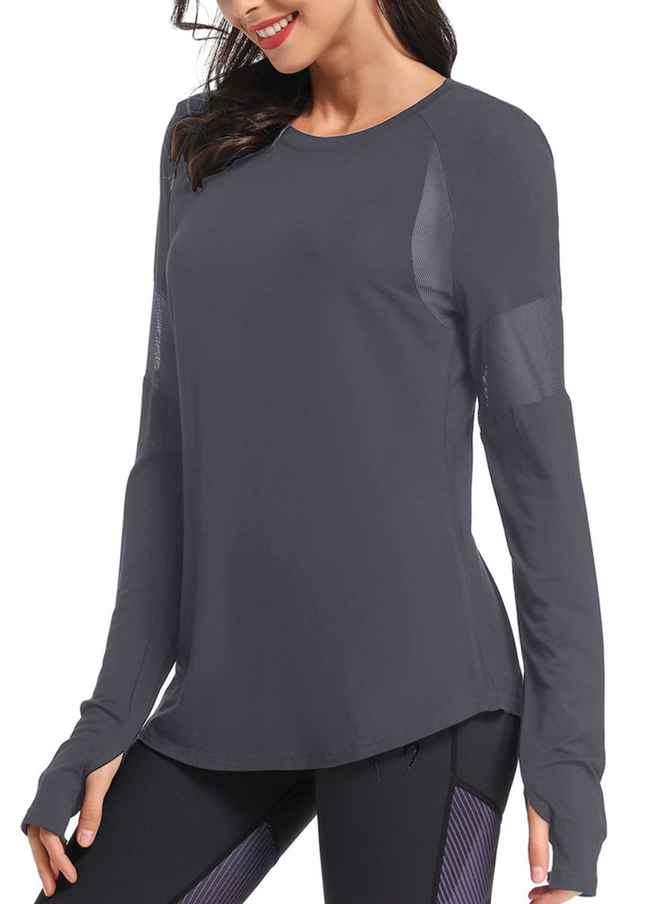 Muzniuer Womens Long Sleeve Yoga Shirts Workout Top Shi