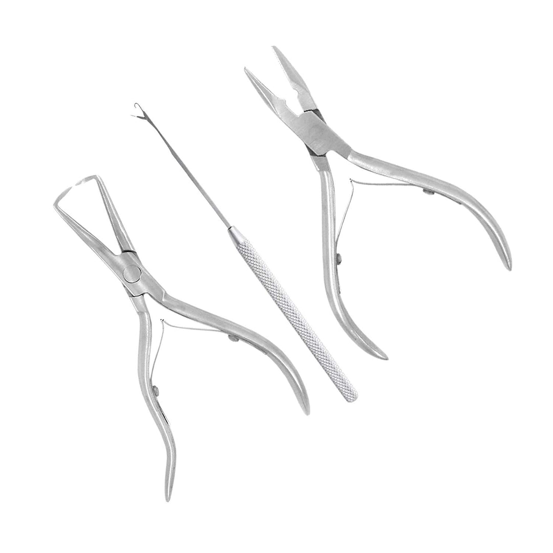 Pliers Needle 3pcs Tool Kit for Micro Ring Link Bead Human Hair Extensions