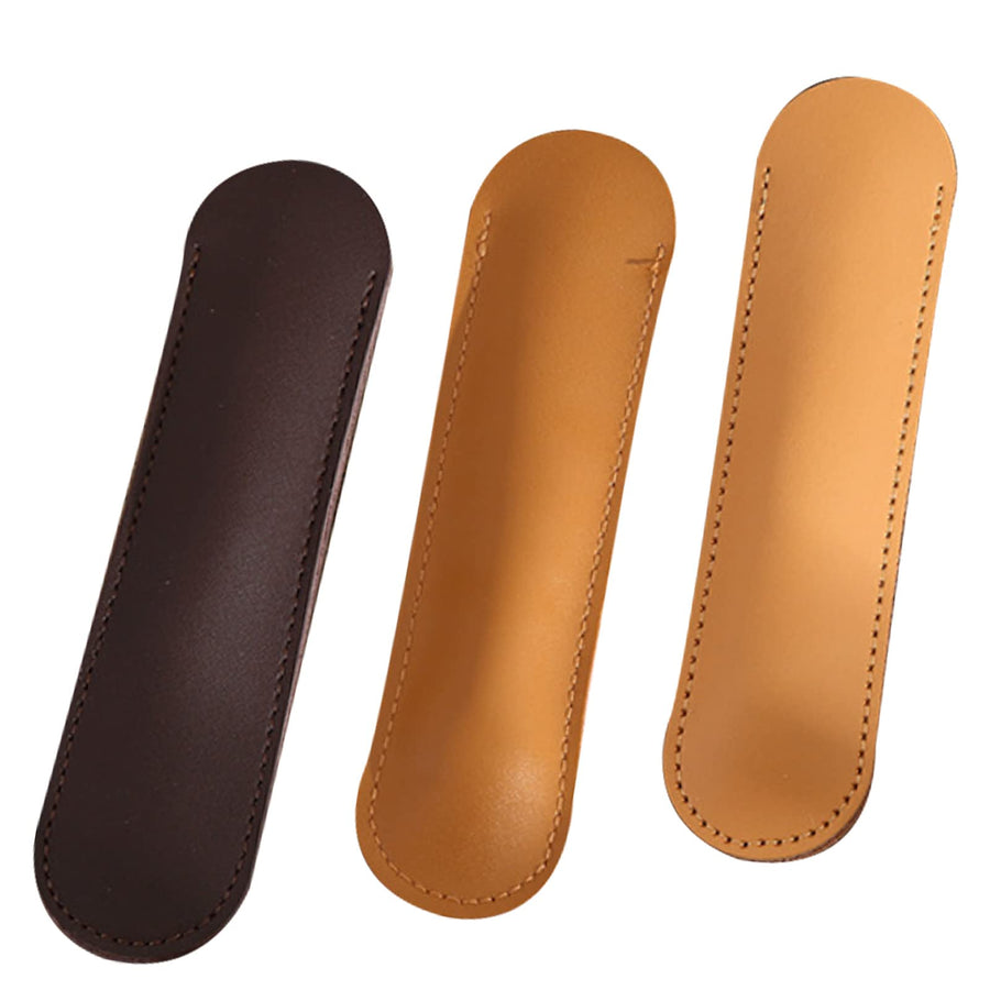 Set of 3 Leather Fountain Pen Sleeve Case Holder Pencil Pouch for Single Pen Office Accessories
