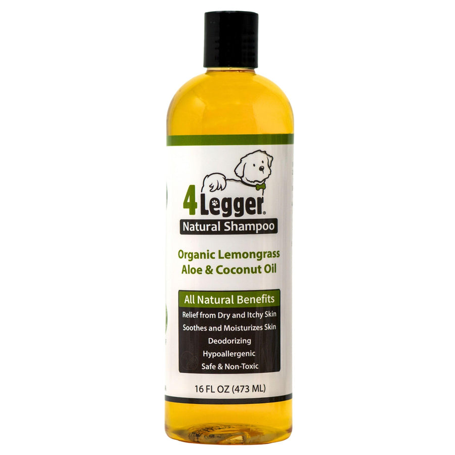 4-Legger Certified Organic Dog Shampoo - All Natural and Hypoallergenic with Aloe and Lemongrass, Soothing for Normal, Dry, Itchy or Allergy Sensitive Skin - Biodegradable - Made in USA - 16 oz