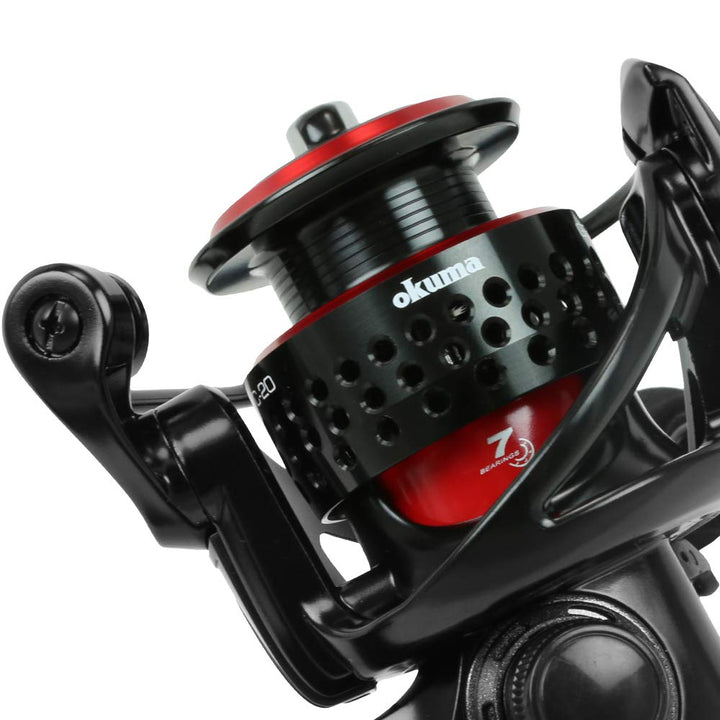 okuma Ceymar Lightweight Spinning Reel- C-30, Black/Red