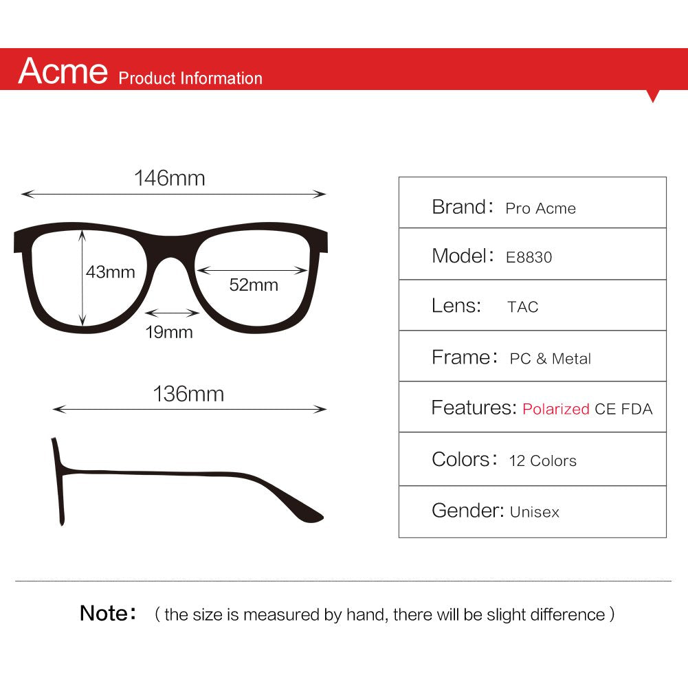 Pro Acme Classic Semi Rimless Polarized Sunglasses with