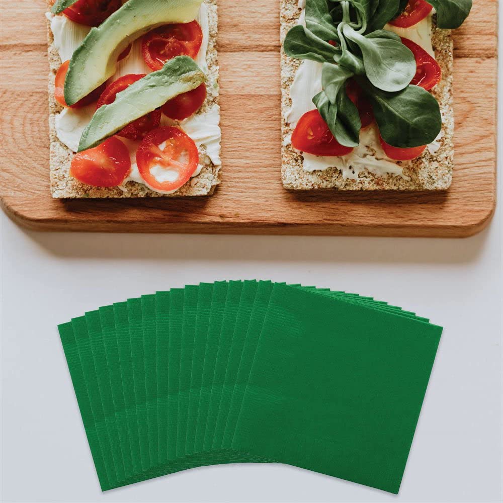 JAM PAPER Small Beverage Napkins - 5 x 5 - Green - 50/P
