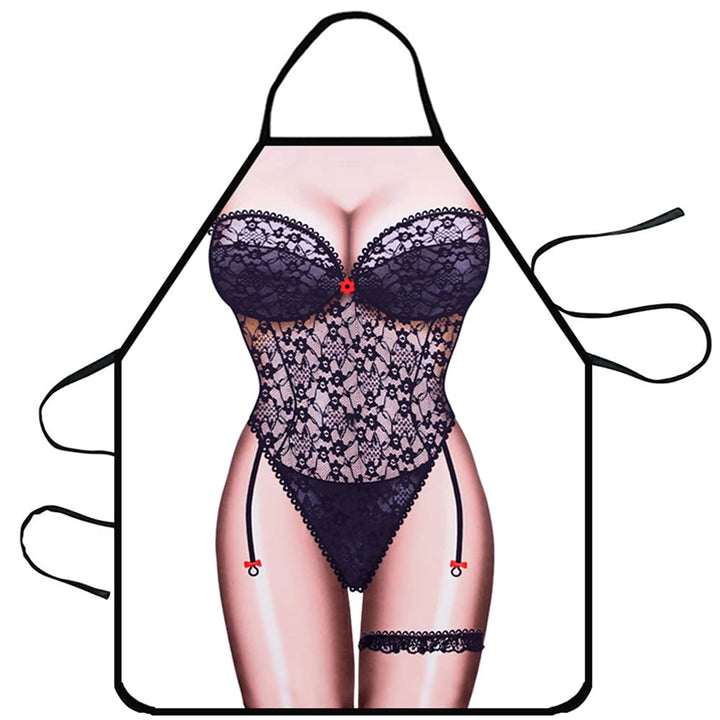 Funny Apron Party Grilling Kitchen Apron Gift For Women (Black Lingerie Lady)