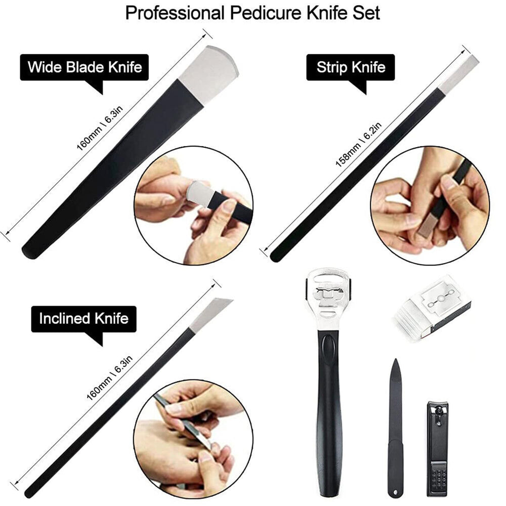 Pedicure Knife Set, 4Pcs Pedicure Knife for Feet Ingrown Toe Nail Correction Nippers Clipper Remover with Storage Bag. (7 pieces)