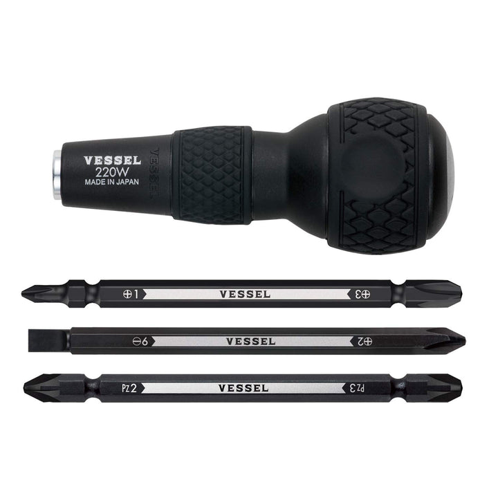 BALL GRIP 1/4 Hex. Bit Interchangeable Screwdriver (Bit 3PC. (+1, +3 / +2, -6 / PZ2, PZ3) SET. 220W3J1)