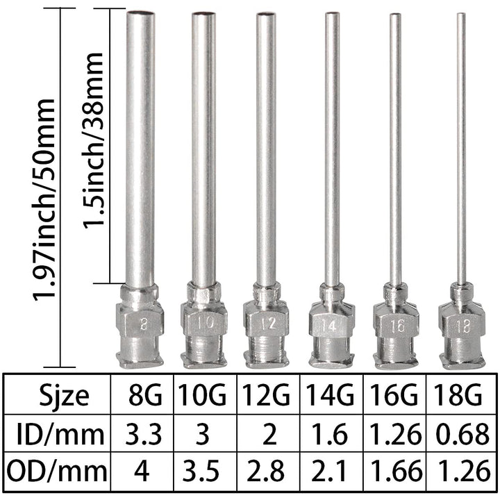 ITROLLE Dispensing Needle Set 12PCS 1.97inch/50mm Stain