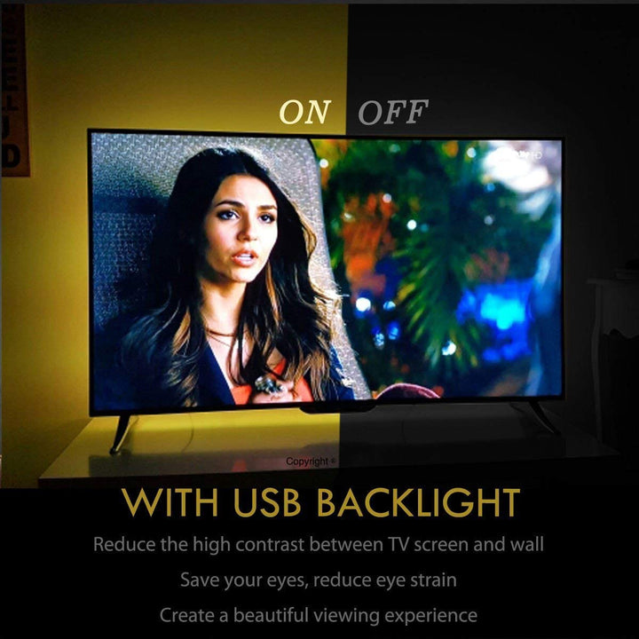 USB Powered LED Strip Lights TV Backlights Kit for 50 to 55 Inch TV - Sony LG Samsung Monitor Smart TV Wall Mount Stand Work Space Color Changing LED Background Ambient Lighting